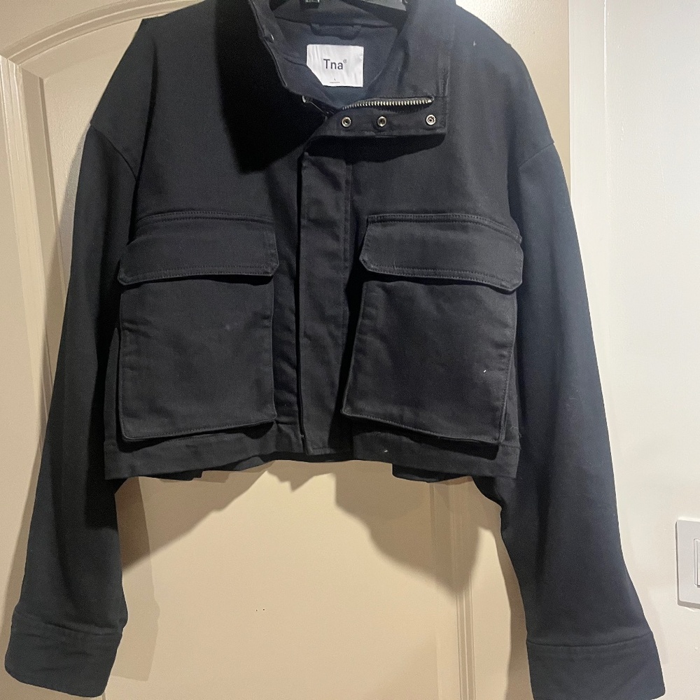 TNA black cropped bomber jacket